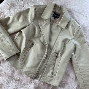 Light Beige Faux Leather Moro Jacket